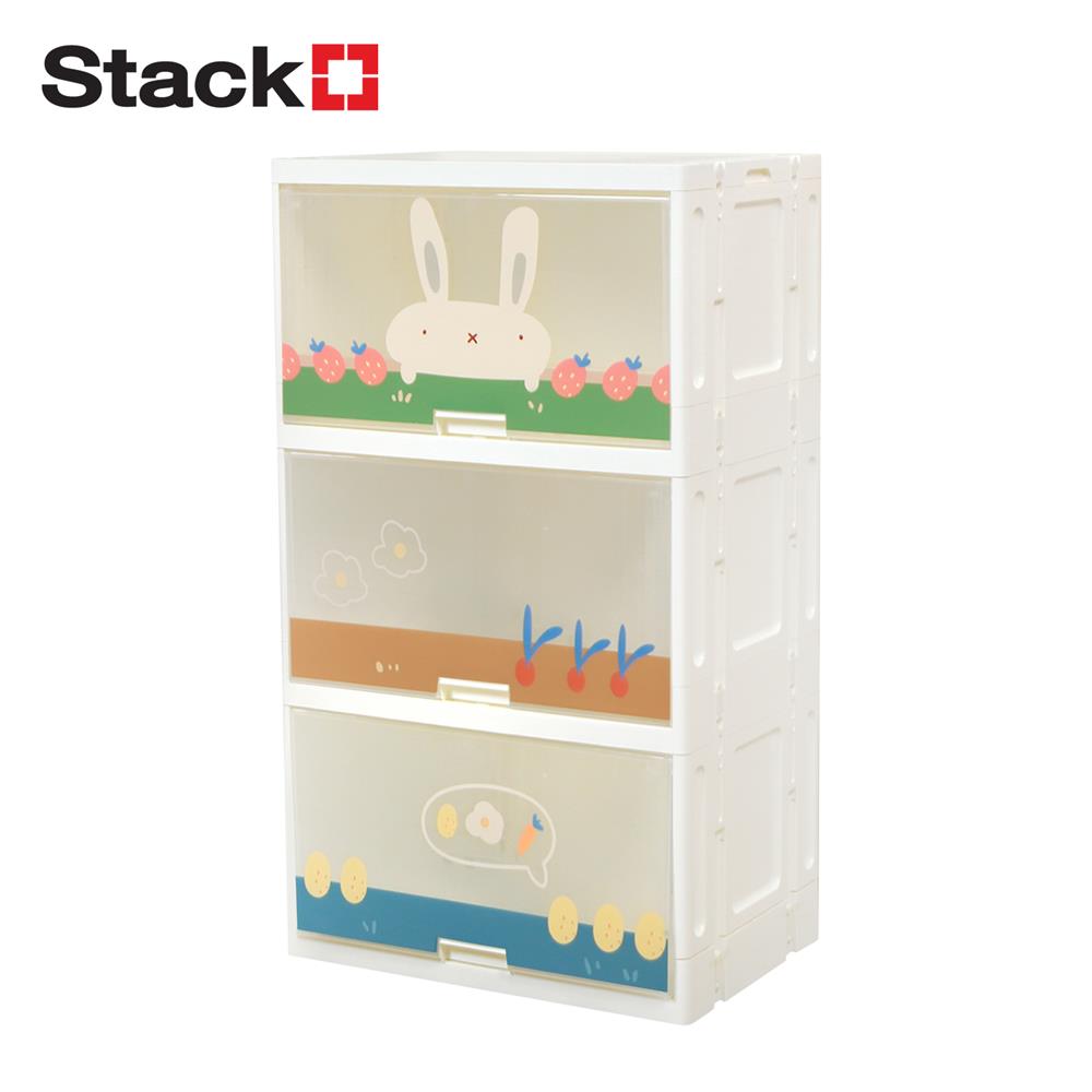 ตู้บานเปิดบน 3 ชั้น STACKO RABBIT 58X40X103 ซม. สีขาว