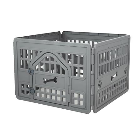 รั้วสัตว์เลี้ยง 4 เหลี่ยม DPETT 85x85 ซม. สีเทา