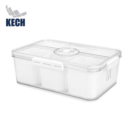 กล่องจัดเก็บในตู้เย็น 3 ช่อง ฝาบันทึกวันได้ KECH SYPA SIZE L