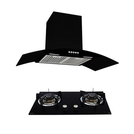 เตาฝัง+เครื่องดูดควัน AXIA FLO72-2G+HERO KNIGHT 90