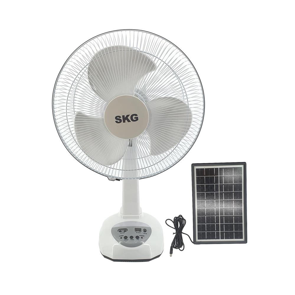 พัดลมโซลาร์เซลล์ 12 นิ้ว SKG SK-125L สีขาว